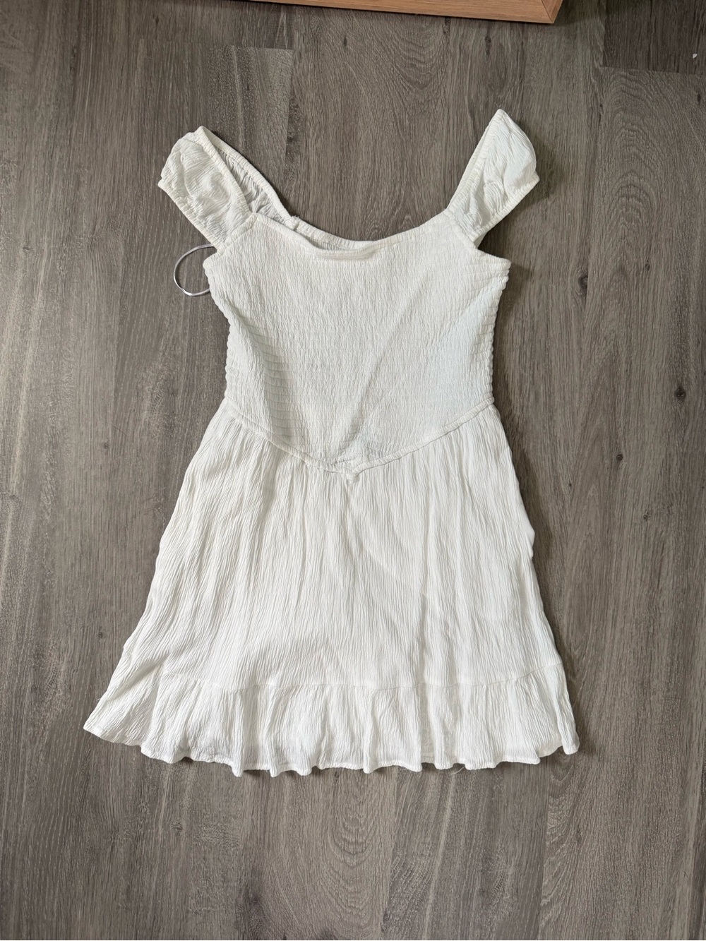 White Ruffled Short Dress with off shoulder Sleeves